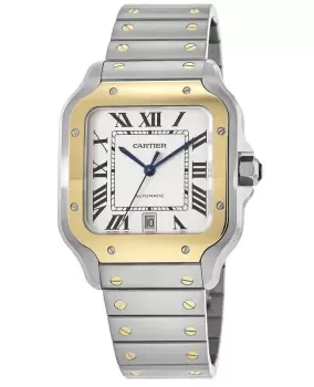 Cartier Santos De Cartier Silver Dial Stainless Steel Mens Watch W2SA0009 W2SA0009