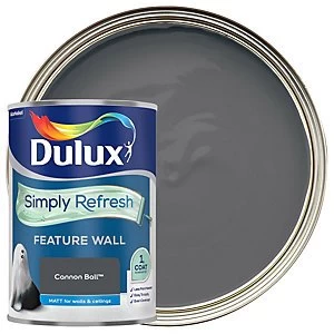 Dulux Simply Refresh Feature Wall Cannon Ball Matt Emulsion Paint 1.25L