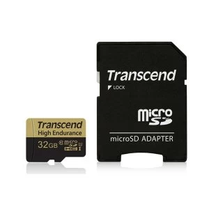 Transcend 32GB UHS-I U1 High Endurance MicroSD Card with Adapter