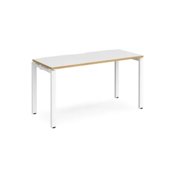 Bench Desk Single Person Rectangular Desk 1400mm White/Oak Tops With White Frames 600mm Depth Adapt
