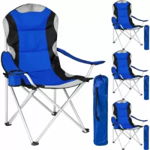 4 Camping chairs - padded - folding chair, fold up chair, folding camping chair - blue - blue