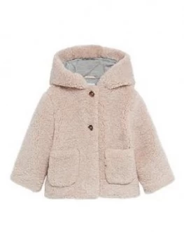 Mango Baby Girls Faux Fur Coat - Pink, Size 12-18 Months