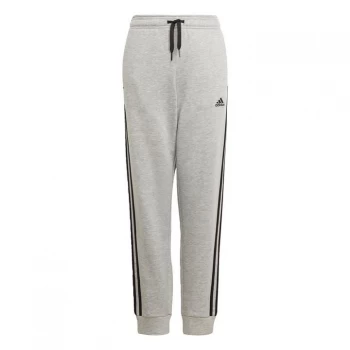 adidas 3 Stripe Fleece Pants - Medium Grey Heather / Black