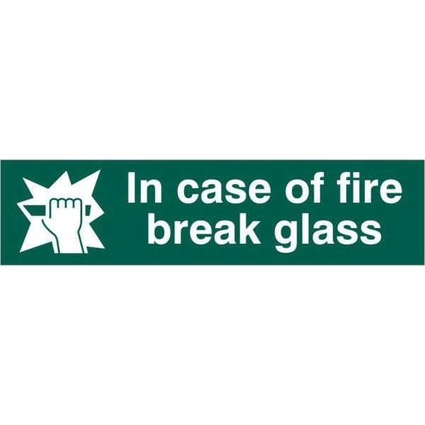 ASEC in Case Of Fire Break Glass 200mm x 50mm PVC Self Adhesive Sign