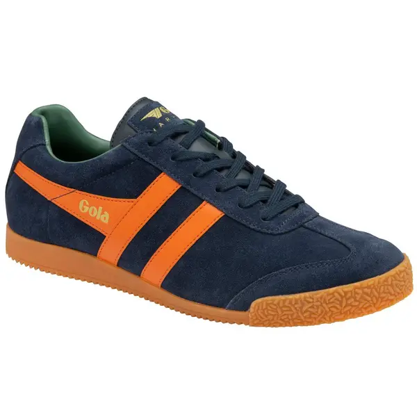 Gola Mens Harrier Suede Trainers Shoes - Navy Moody Orange Sage - UK 12 Blue male CB0623MNO12