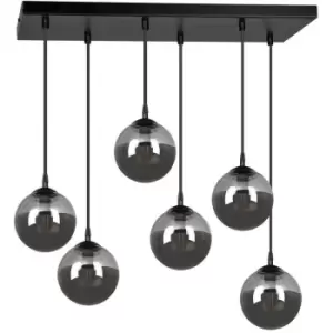 Emibig Cosmo Black Globe Cluster Pendant Ceiling Light with Graphite Glass Shades, 6x E14