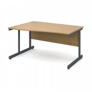 Contract 25 Left Hand Wave Desk 1400mm - Graphite Cantilever Frame oa