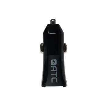 ATC 2 Port USB-A Car Charger 24 Watts/4.8 Amps - Black