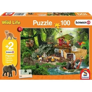 Schleich: Croco Research Station 100 Piece Jigsaw Puzzle + Two Figures