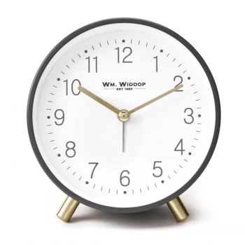 WM WIDDOP Round Alarm Clock with Gold Metal Legs - Grey