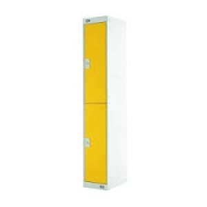 Two Compartment Locker D300mm Yellow Door (Dimensions: H1800 x D300 x W300mm) MC00012