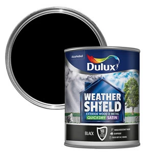 Dulux Weathershield Exterior Quick Dry Black Satin Paint 750ml