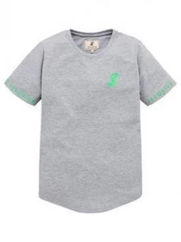 Illusive London Boys Neon Logo Short Sleeve T-Shirt - Grey, Size 11-12 Years