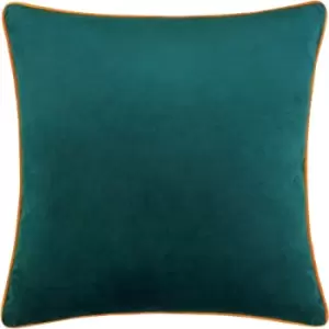Meridian Velvet Cushion Teal/Clementine - Teal/Clementine - Paoletti