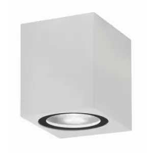 Cincinnati Square Outdoor Down Wall Lamp Aluminium White Glass LED GU10 1x7W IP54 - Merano