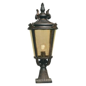 1 Light Large Outdoor Pedestal Lantern Weathered Bronze IP44, E27
