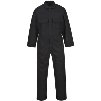Portwest - BIZ1 Black Sz L T Bizweld Flame Retardant Welder Overall Coverall Safety Boiler Suit