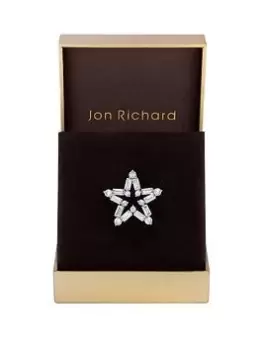 Jon Richard Rhodium Plated Cubic Zirconia Star Brooch - Gift Boxed