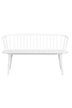 Solid Wooden White Dining Bench With Spindled Back
