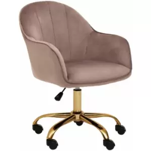 Brent Pink Velvet And Gold Home Office Chair - Premier Housewares