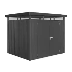 8' x 7' Biohort HighLine H3 Dark Grey Metal Double Door Shed (2.52m x 2.12m)