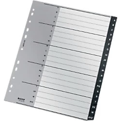 Leitz Recycle Indices A4+ CO2 Neutral Black 20 Part Perforated 90% Recycled Plastic A - Z
