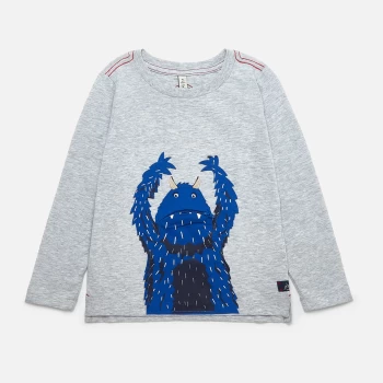 Joules Boys' Monster Long Sleeved T-Shirt - Grey - 4 Years