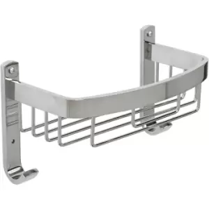 Rust Free Aluminium Bathroom Storage Large Curved Shower Basket Caddy, Chrome - Croydex