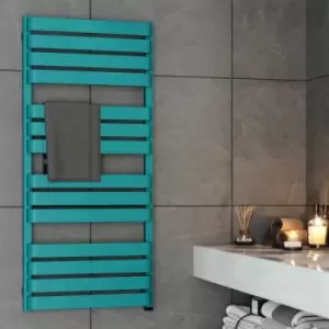 Bathroom Electric Towel Radiator Designer Heated Towel Rail Flat Panel Teal - Blue