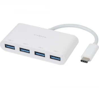 VIVANCO 45384 4-Port USB Type-C Hub - White