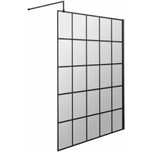 Frame Effect Wet Room Screen with Support Bar 1400mm Wide - 8mm Glass - Hudson Reed