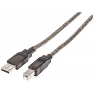 Manhattan USB-A to USB-B Cable 15m Male to Male Active 480 Mbps (USB 2.0) Built-in Chipset With Amplification Hi-Speed USB Black Three Year Warranty P