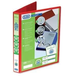 Elba A4 Presentation Ring Binder PVC 4 D Ring 25mm Capacity Red Pack of 6