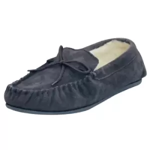 Eastern Counties Leather Unisex Wool-blend Hard Sole Moccasins (5 UK) (Navy)