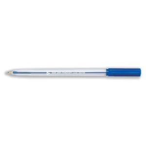 5 Star Office Ball Pen Clear Barrel Medium 1.0mm Tip 0.7mm Line Blue Pack of 50
