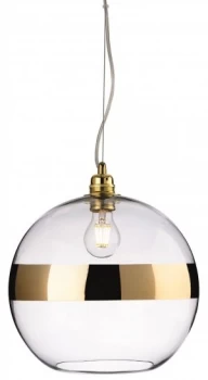1 Light Globe Ceiling Pendant Gold, Clear Glass, E27