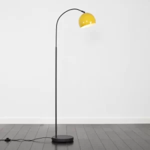 Curva Dark Grey Floor Lamp with Yellow Arco Shade