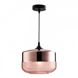 1 Light Ceiling Pendant Cognac Tinted, Copper Plated Glass, E27