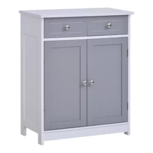 kleankin MDF 2-Drawer 2-Door Bathroom Cabinet Bathroom Freestanding Cabinet Grey