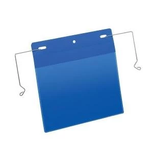 Durable A5 Landscape Pocket with Wire Hanger Dark Blue Pack of 50