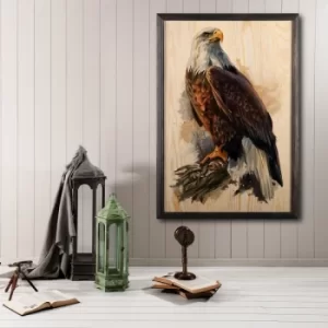 Eagle Multicolor Decorative Framed Wooden Painting