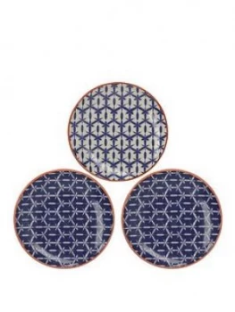 Creative Tops Mikasa Drift Hand-Decorated Patterned Ceramic Side Plates ; Set Of 3