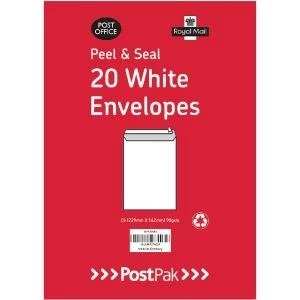 Envelopes C5 Peel and Seal White 90gsm Pack of 20 9730613