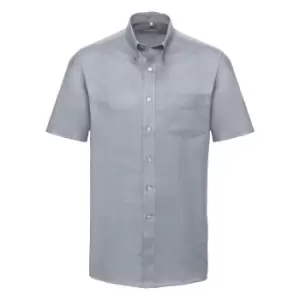 Russell Collection Mens Short Sleeve Easy Care Oxford Shirt (16inch) (Silver Grey)