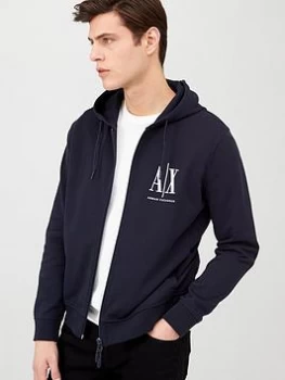 Armani Exchange AX Icon Logo Zip Through Hoodie Black Size L Men