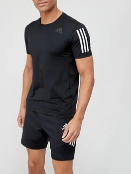 adidas 3 Stripe Techfit Baselayer Short Sleeve T-Shirt - Black Size M Men