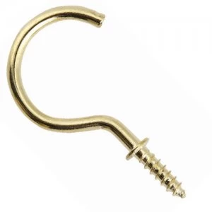 Select Hardware Cup Hooks Electro Brass Shouldered 50mm 5 Pack