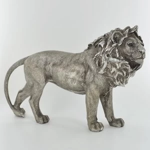 Antique Silver Large Lion Standing Ornament