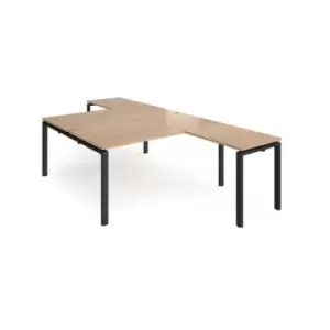 Bench Desk 2 Person With Return Desks 1600mm Beech Tops With Black Frames Adapt