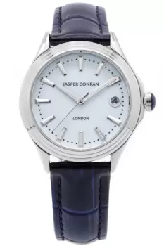 Ladies Jasper Conran London 36mm Watch with a Blue Dial and a Blue Leather strap J1L104051